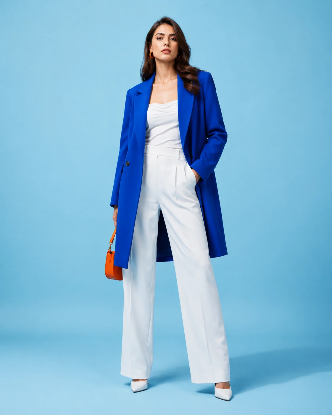 PrimeStyleAI fashion creator in cobalt tailoring
